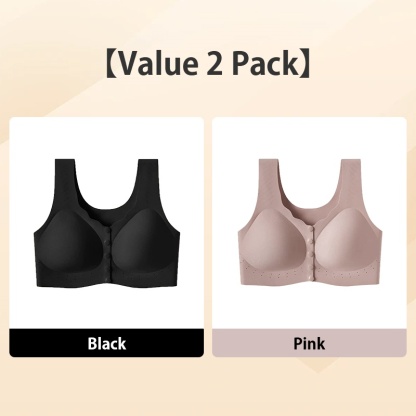 2 Pieces Sets Ultra Breathable Easy Put on And Take Off Front Closure Bra For Elderly Women U shaped Back VEIMIA