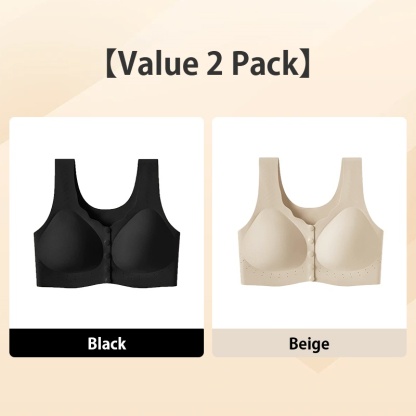 2 Pieces Set Ultra Breathable Easy Put on And Take Off Front Closure Bra For Elderly Women U shaped Back VEIMIA