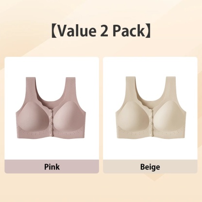 2 Pieces Set Ultra Breathable Easy Put on And Take Off Front Closure Bra For Elderly Women VEIMIA