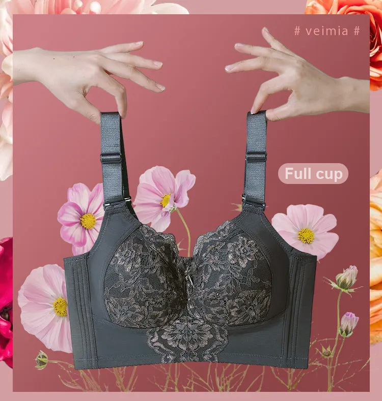 Full Coverage Lace Minimizer Bra High Armpit Design Visually Slimming Veimia