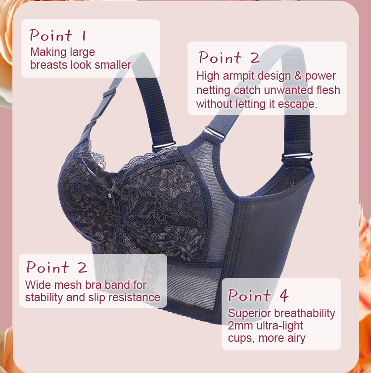 Full Coverage Lace Minimizer Bra Visually Slimming Veimia