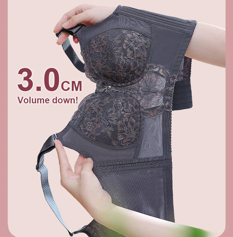 Full Coverage Lace Minimizer Bra High Armpit Design For Visually Slimming Veimia