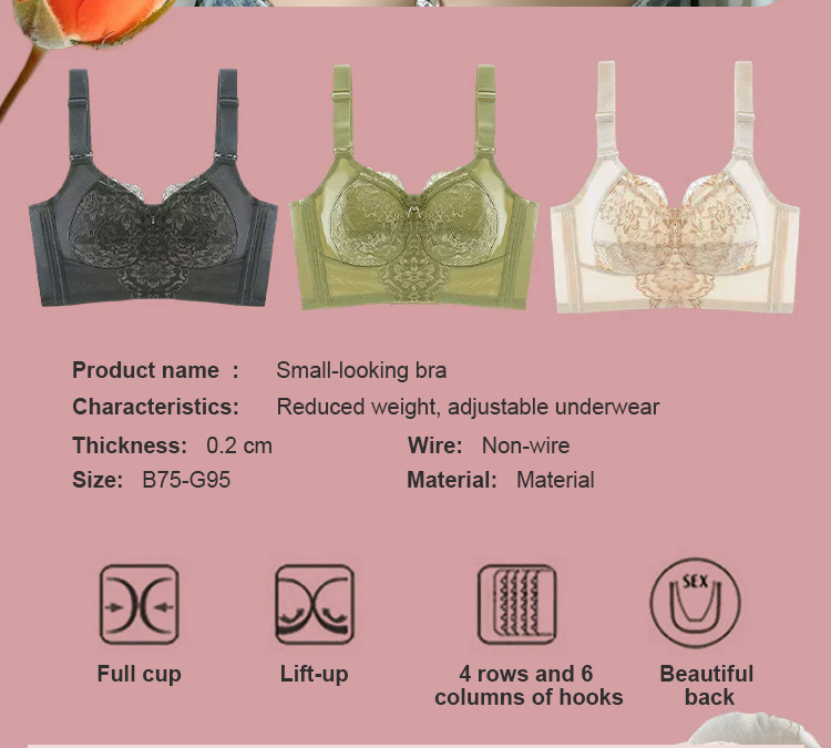 Full Coverage Lace Minimizing Bras High Armpit Design Slimming Veimia
