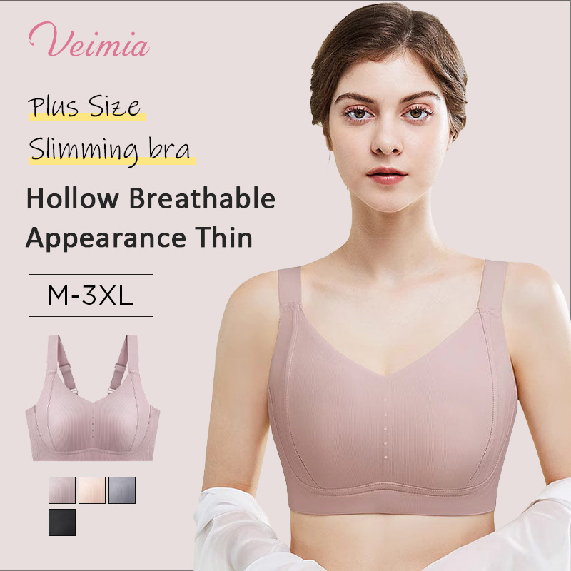 Ultra Thin Breathable Full Coverage Plus Size Bra For Back Slimming VEIMIA