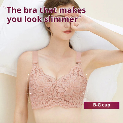 Breathable Full Cup Lace Minimizing Bra With Adjustable Strap VEIMIA