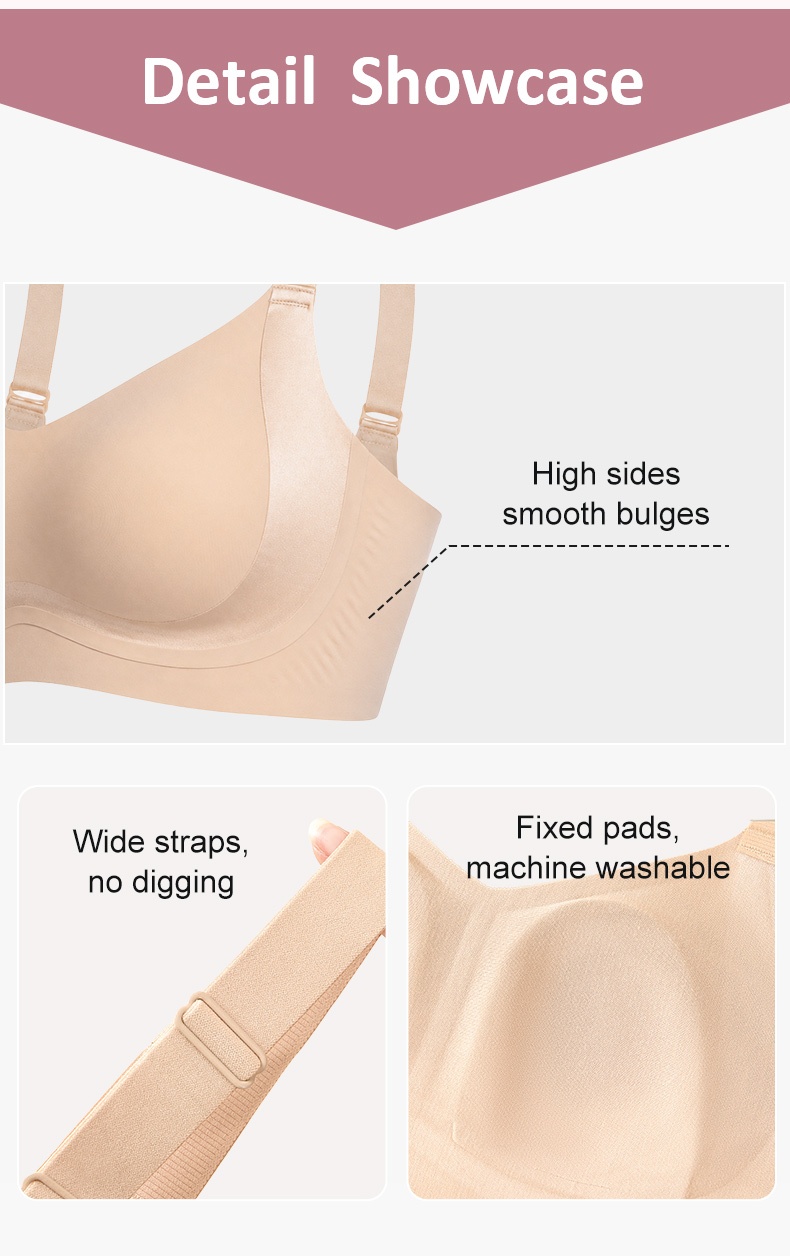 Detail showcase of bra high sides wide straps and fixed pads VEIMIA