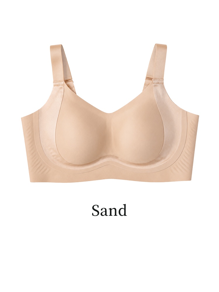 Sand full coverage bra front view with wide straps and smooth cups VEIMIA