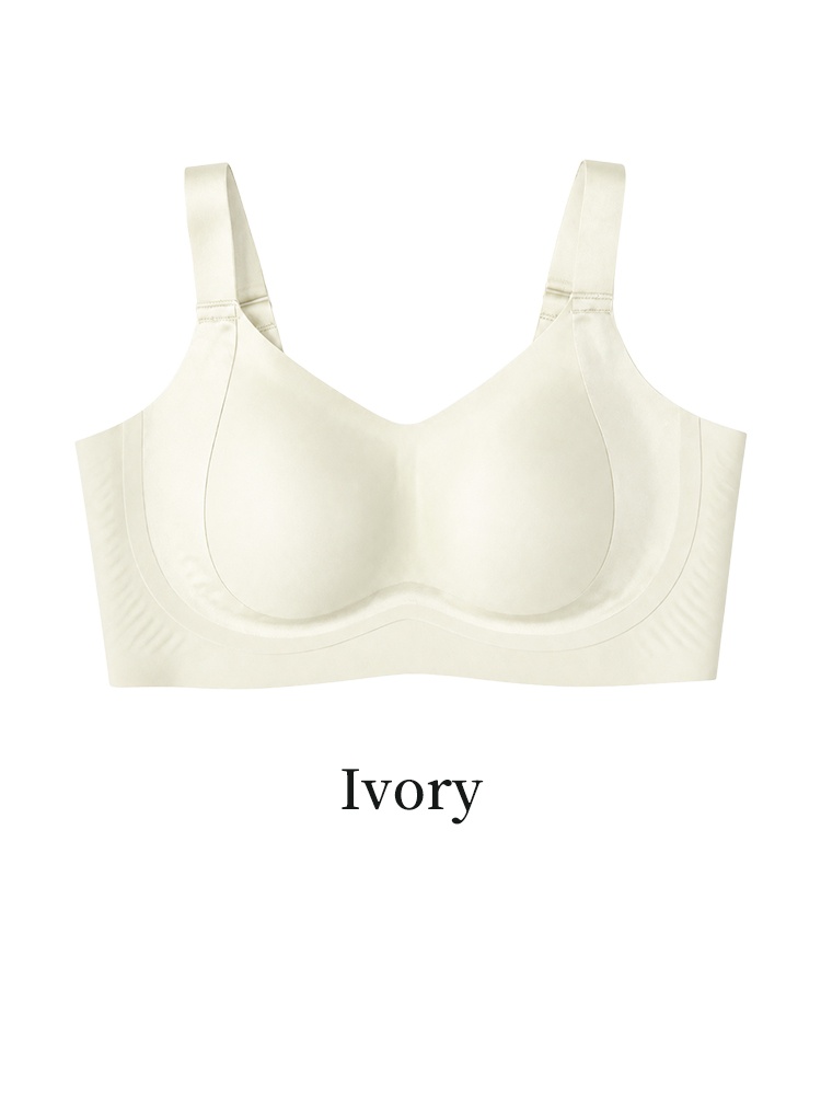 Ivory full coverage bra front view with wide straps and smooth cups VEIMIA