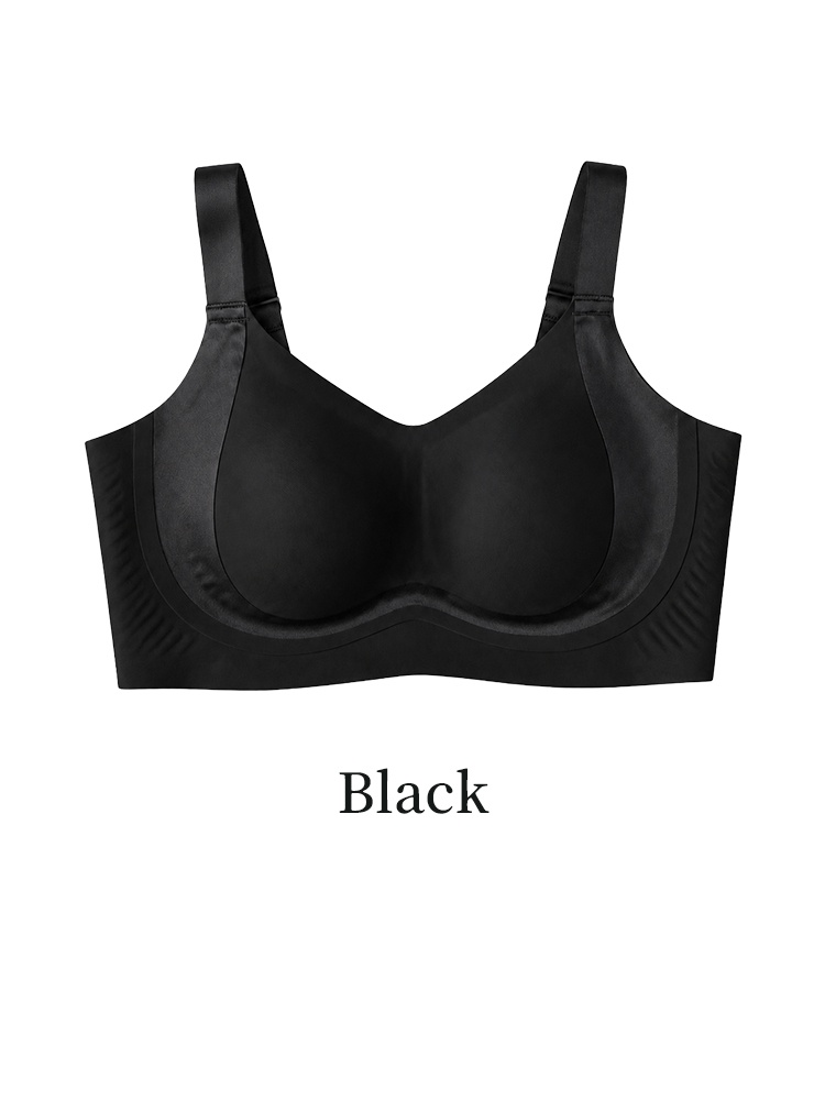 Black full coverage bra front view with wide straps and smooth cups VEIMIA
