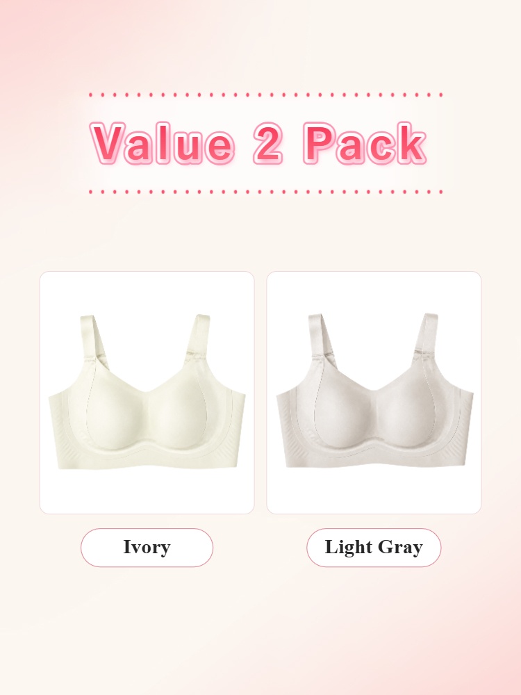 Value 2 pack full coverage bras in ivory and light gray VEIMIA