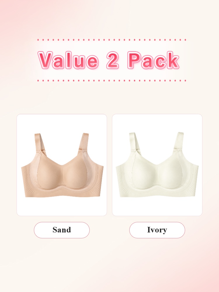 Value 2 pack full coverage bras in sand and ivory VEIMIA