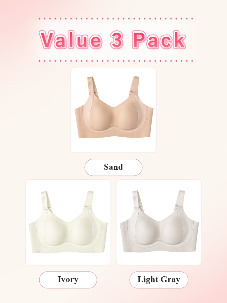 Value 3 pack full coverage bras in sand ivory and light gray VEIMIA