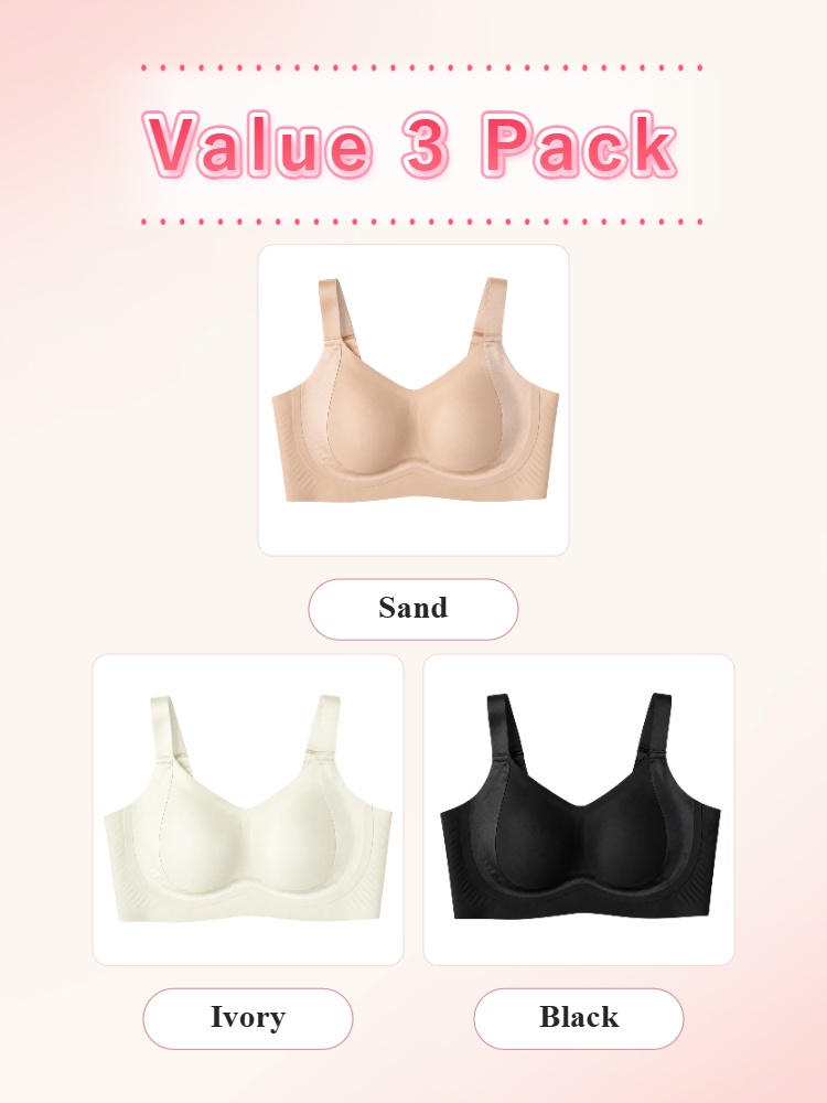 Value 3 pack full coverage bras in sand ivory and black VEIMIA