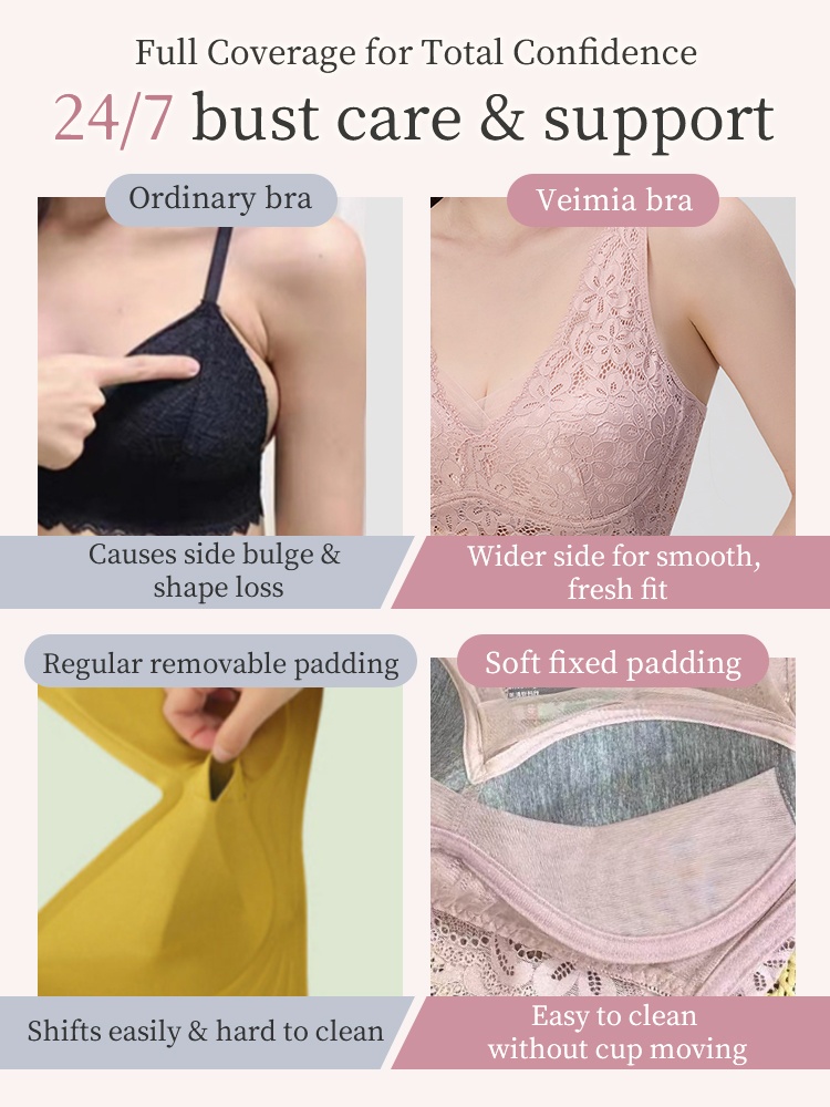 Gentle Sleep Bras Provide Nighttime Bust Care & Ultra-soft Lace Eases All Day VEIMIA