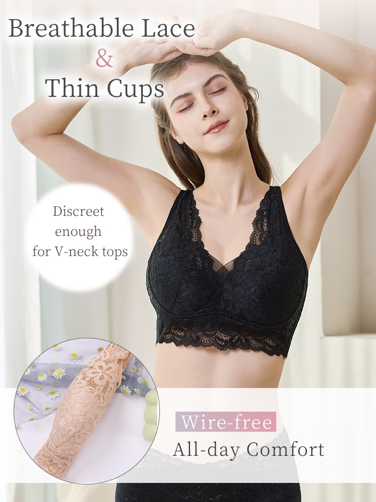 Gentle Sleep Bra Provide Nighttime Bust Support & Ultra-soft Lace Feels All Day VEIMIA