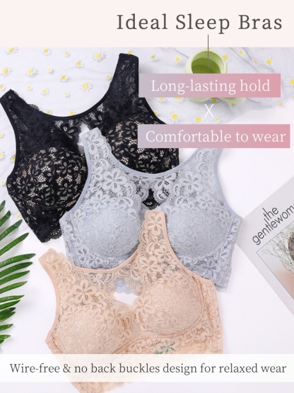 Gentle Sleep Bras Provide Nighttime Bust Nurturing & Ultra-soft Lace Trim Ease All Day VEIMIA