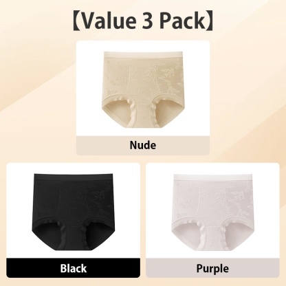 3 Pieces Always Fresh Jacquard Seamless Panties High Elastic & Breathable Longer Crotch VEIMIA