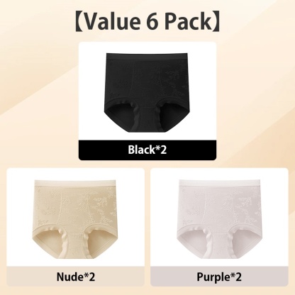 6 Pieces Always Fresh Jacquard Seamless Panties Elastic & Breathable Longer Crotch VEIMIA