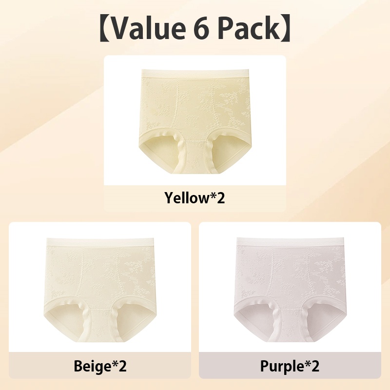 6 Pieces Always Fresh Jacquard Seamless Panties High Elastic & Breathable Longer Crotch VEIMIA
