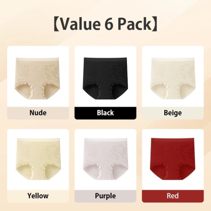 6 Pieces Always Fresh Jacquard Seamless Panties Breathable Longer Crotch VEIMIA