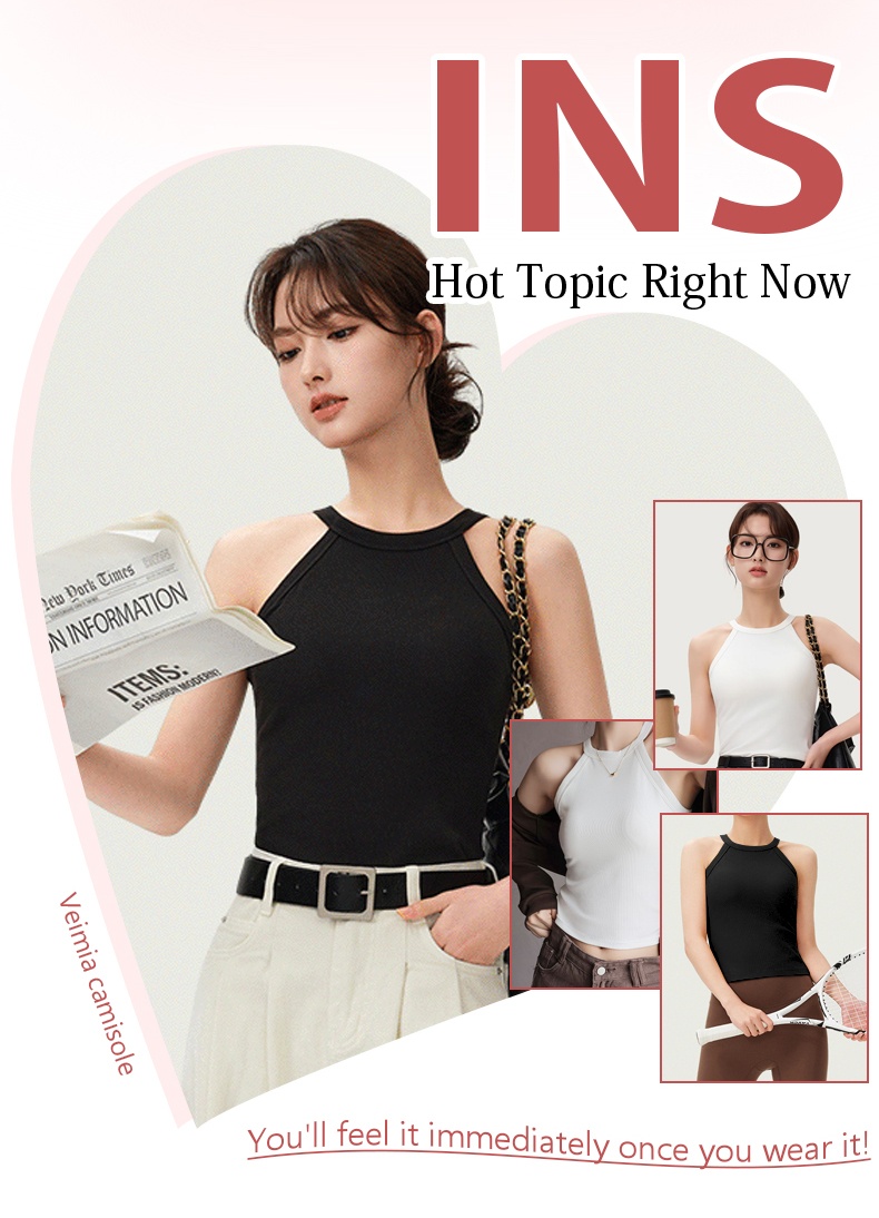 High Elastic Ribbed Tank Tops With Built-in 3D Cup Bra - 2 In 1 Fashionable & Versatile Halter Tops Review  VEIMIA