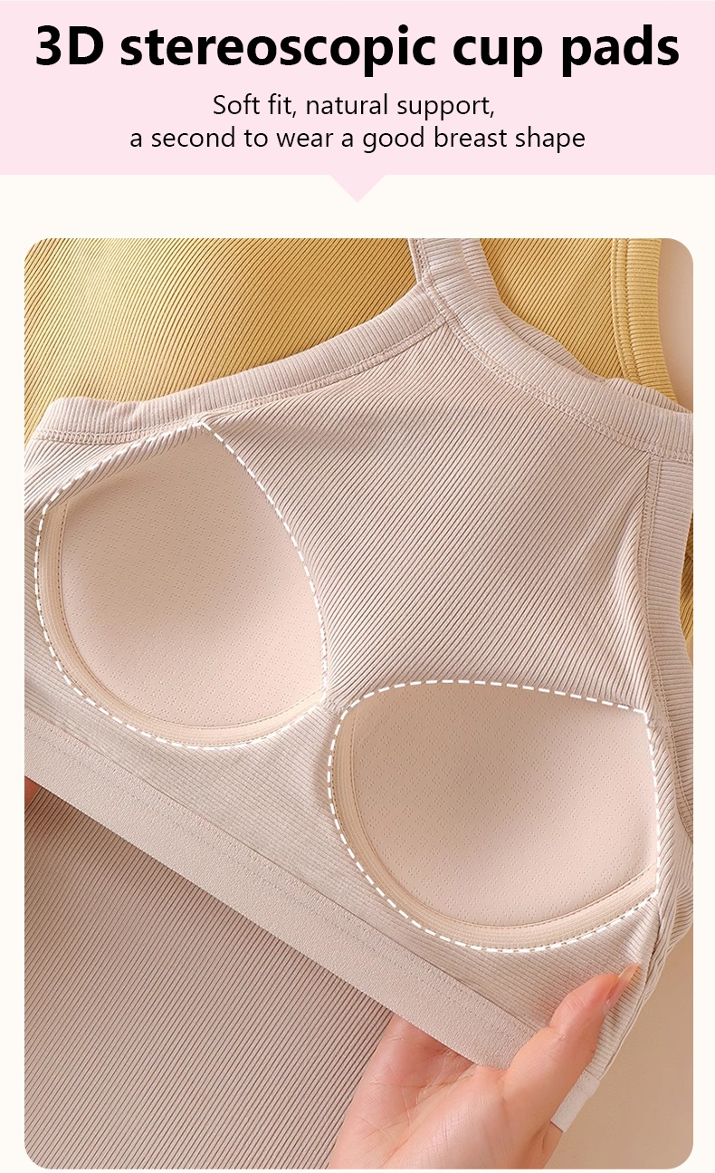 High Elastic Ribbed Tank Tops With Built-in 3D Cup Bra One Piece 2 In 1 Fashionable Versatile Halter Neck Tops Double Layer VEIMIA