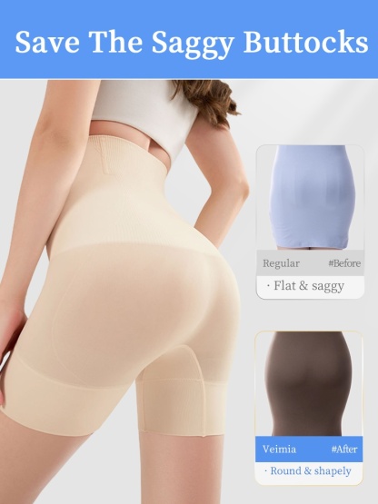 High-elastic Shapewear Shorts Double-X Compression For Tummy Control With 7cm Non-roll Hem & All-day Comfort VEIMIA