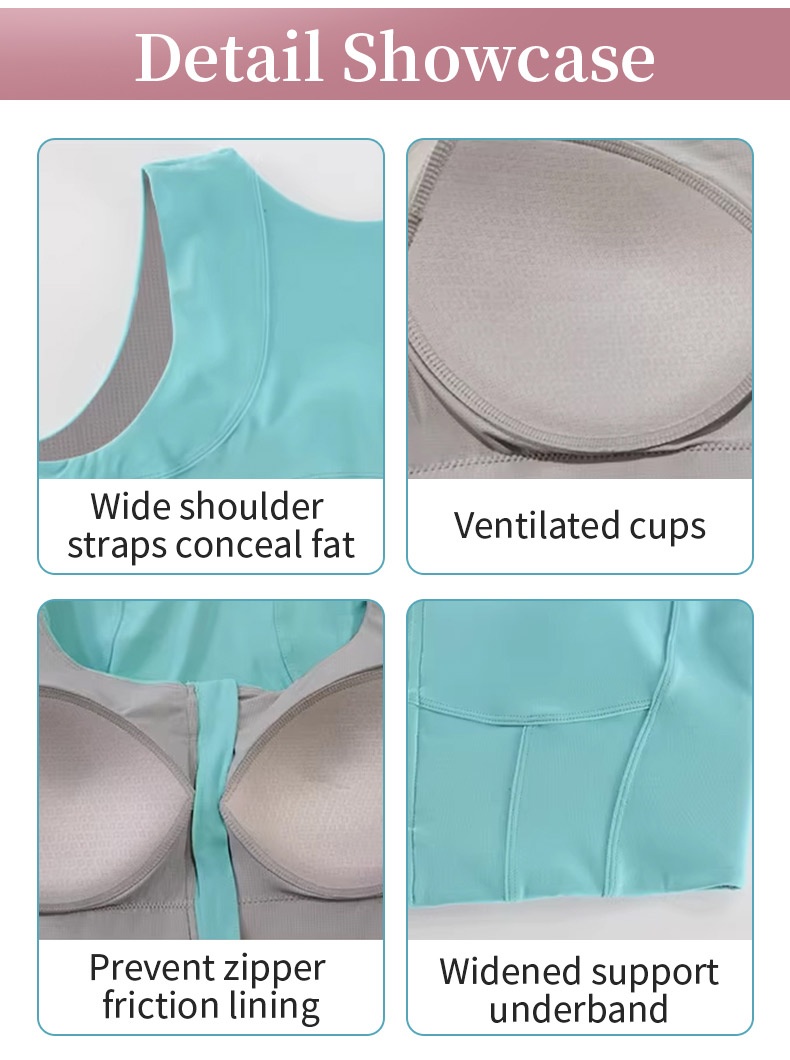 High-impact Sports Bra With Front Zip Strong Support, No Bounces Sculpting Fit For Intense Workouts VEIMIA