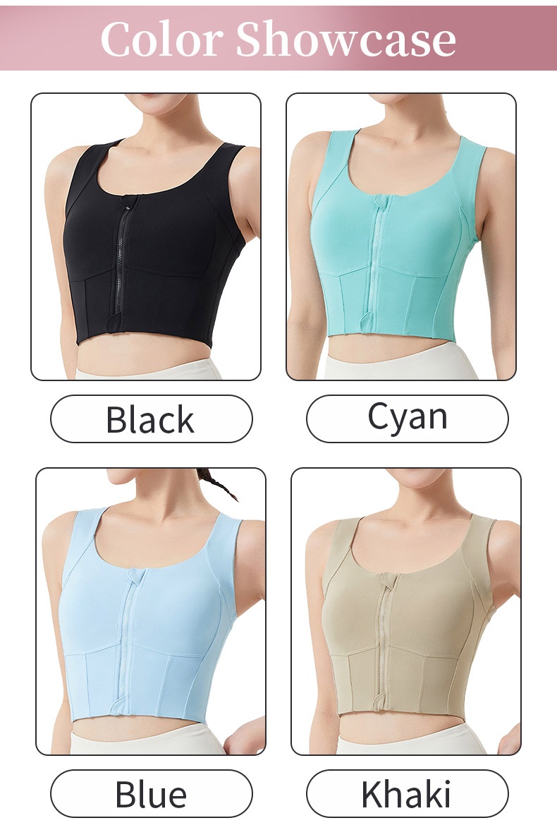 High-impact Sports Bra With Front Zip Strong Support, No Bounces Sculpting Fits For Intense Workout VEIMIA