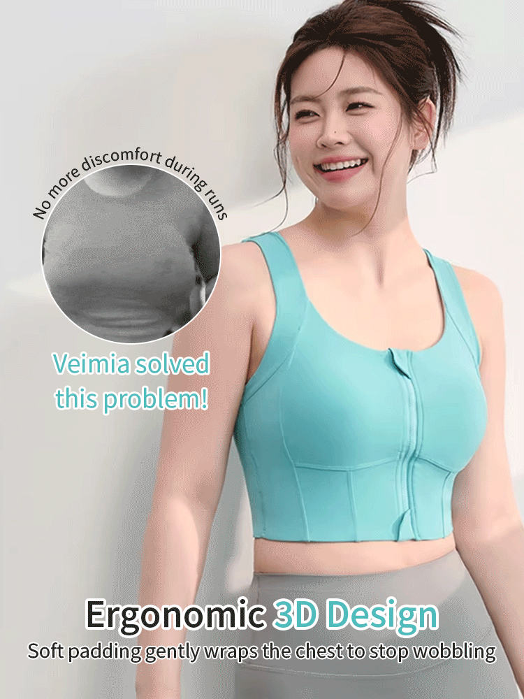 High-impact Sports Bra With Front Zips Strong Support, No Bounces Sculpting Fits For Intense Workout VEIMIA