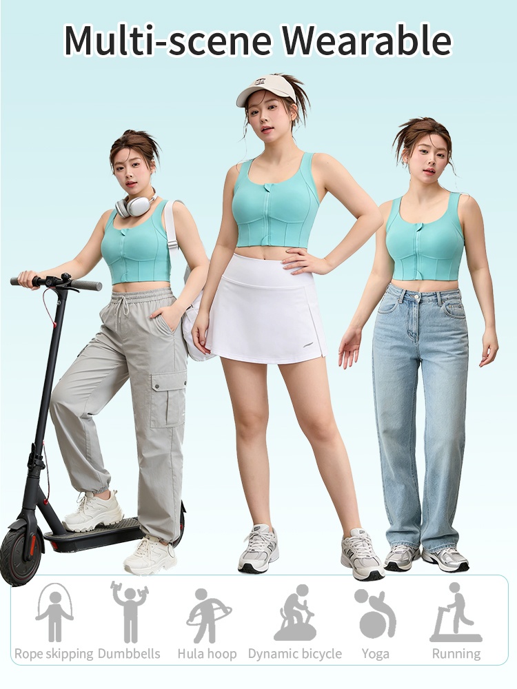 High-impact Sports Bras With Front Zip Strong Support, No Bounces Sculpting Fit For Intense Workout VEIMIA