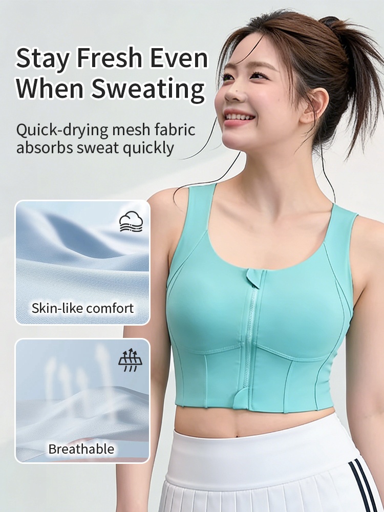 High-impact Sports Bras With Front Zip Strong Support, No Bounces Sculpting Fit For Intense Workouts VEIMIA