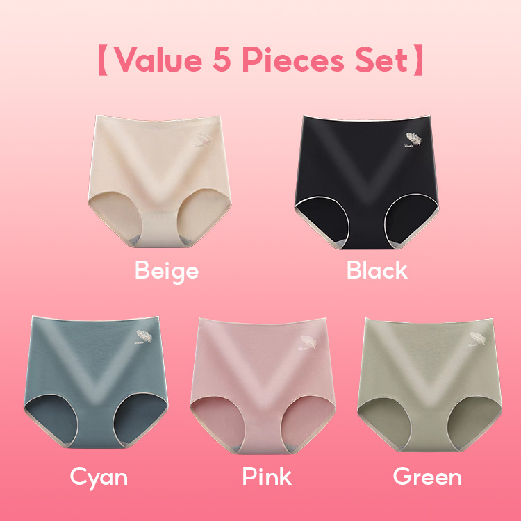 Soft And Breathable High-waist Seamless 5 Pieces Panties Set VEIMIA 