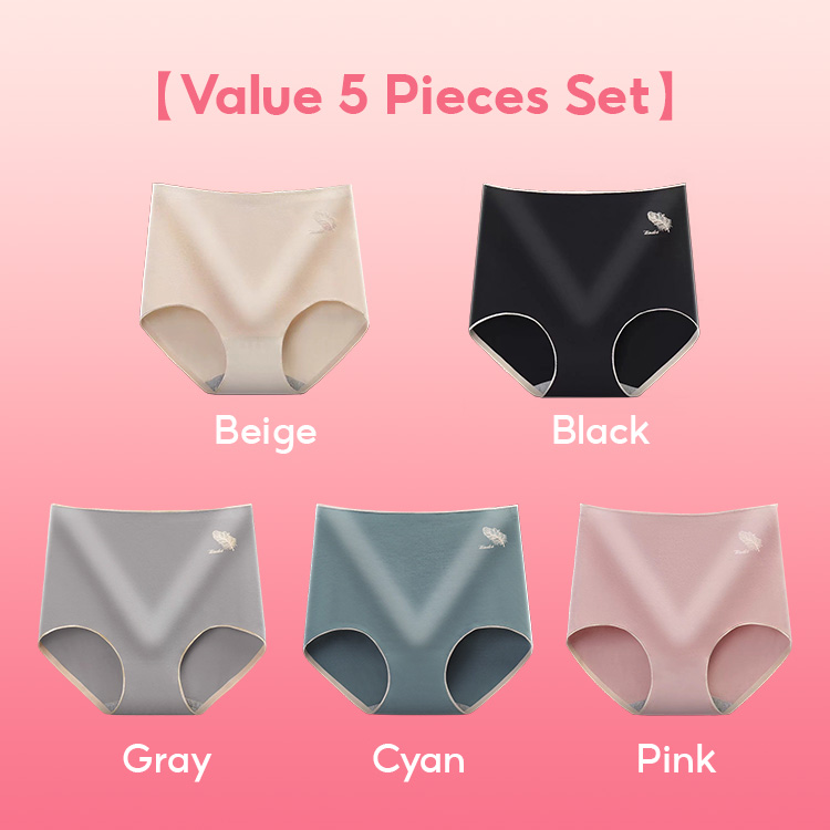 Soft And Breathable Cotton High-waist Seamless 5 Pieces Panties VEIMIA 