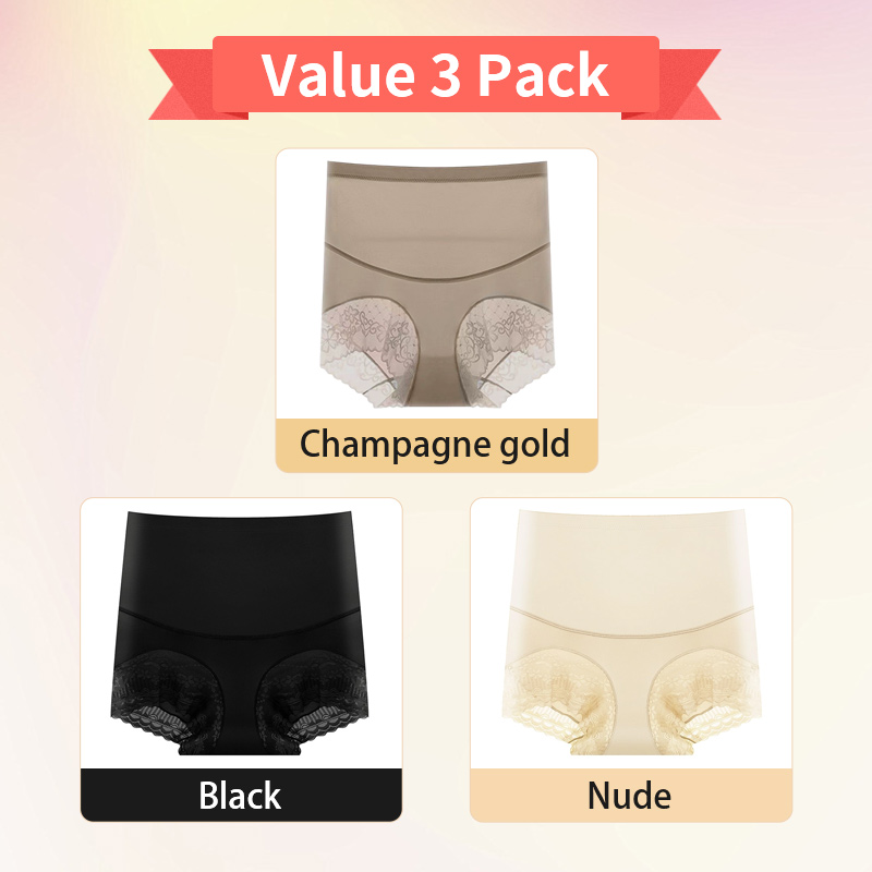3 Pieces Hot Style Silky High Waist Shaping Underwear Tummy Tucking For Women VEIMIA