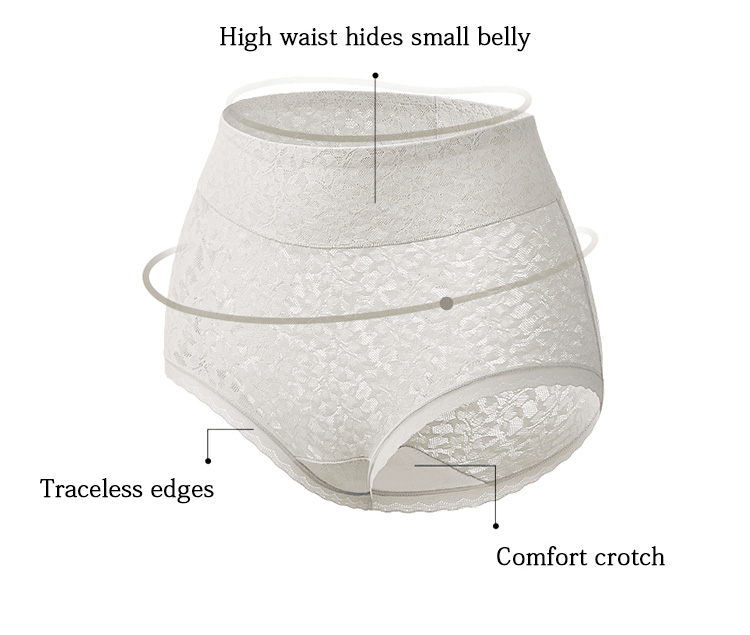 4 Pieces High Waisted Tummy Control Full Coverage Lace Panties Veimia