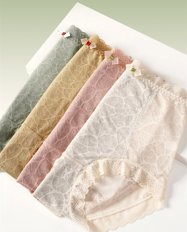 High Waisted Lace Underwear Breathable Cotton Plus Size Brief Panties VEIMIA