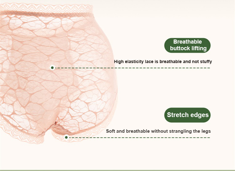 High Waisted Lace Underwear Breathable Soft Cotton Crotch Plus Size Panties VEIMIA