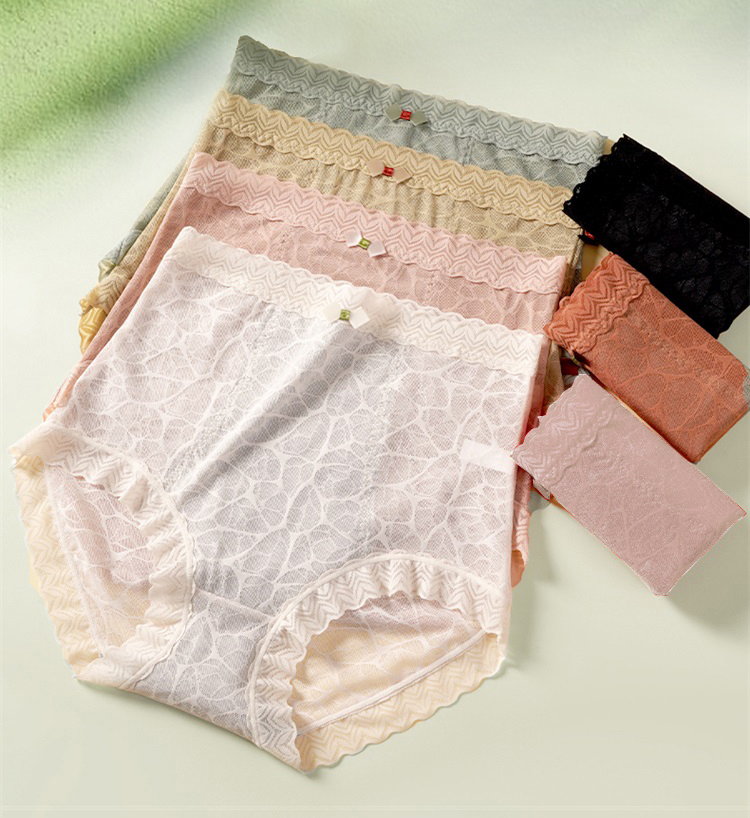 High Waisted Lace Underwear Breathable Soft Cotton Brief Panties Lift Hip VEIMIA