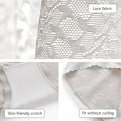 High Waisted Tummy Tuck Full Coverage Lace Panties Skin-friendly Silk Crotch VEIMIA