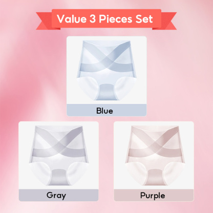 3 Pieces Women's Ice Silk High Waisted Seamless Underwear VEIMIA 