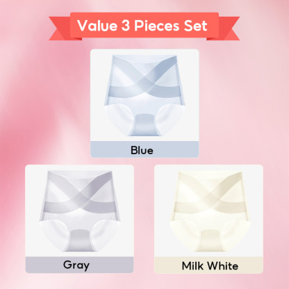 3 Pieces Women's Ice Silk High Waisted Seamless Underwear Tummy Control Brief Panties VEIMIA 