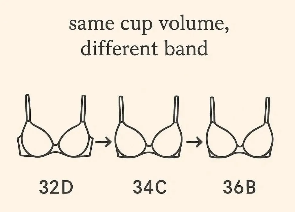 Bra sizes explained with 34, 36, 75, and 80 size conversion chart
