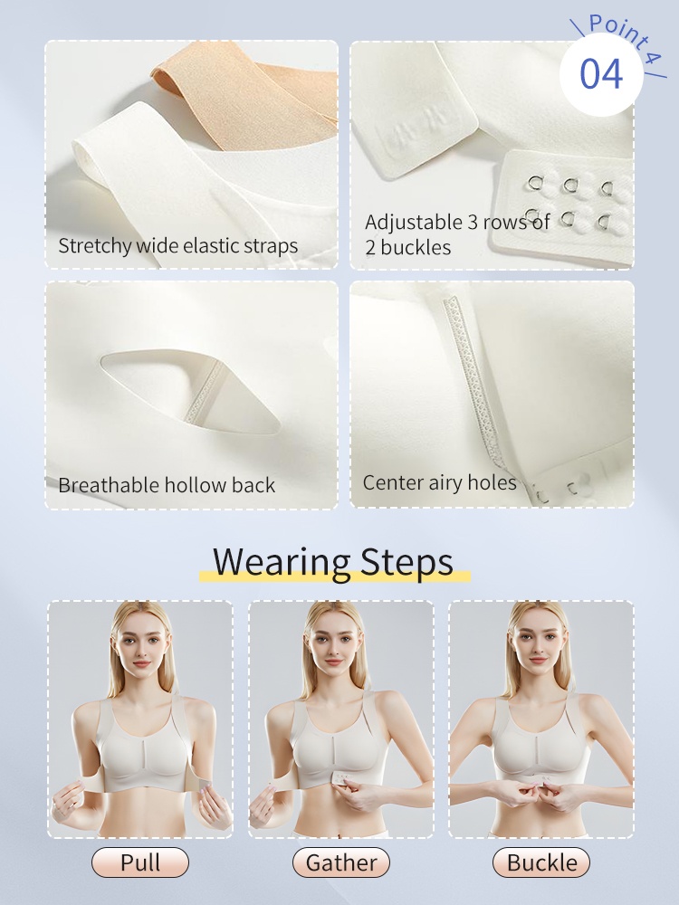 Invisible Anti-sagging Bra For Posture Correcting Day To Nights Wearable One-piece Hollow Back Non-stuffies VEIMIA