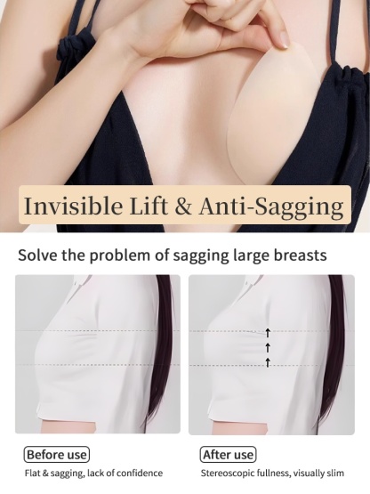 Invisible Nipple Covers Lift Up Breast In 1S, Ultra-Thin Edge Sticky Bra For Long-Lasting Sweat & Water Resistant Reusable VEIMIA