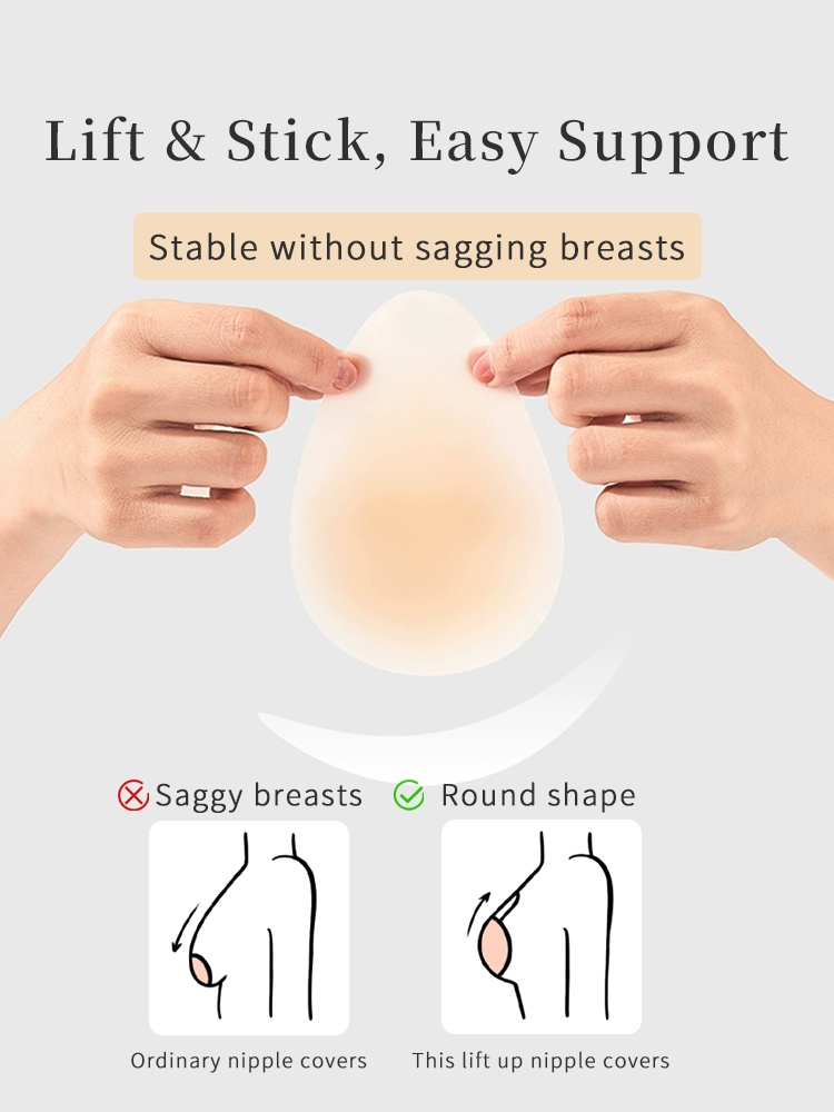 Invisible Nipple Cover Lift Up Breast In 1S, Ultra-Thin Edge Sticky Bra For Long-Lasting Sweat & Water Resistant Reusable VEIMIA