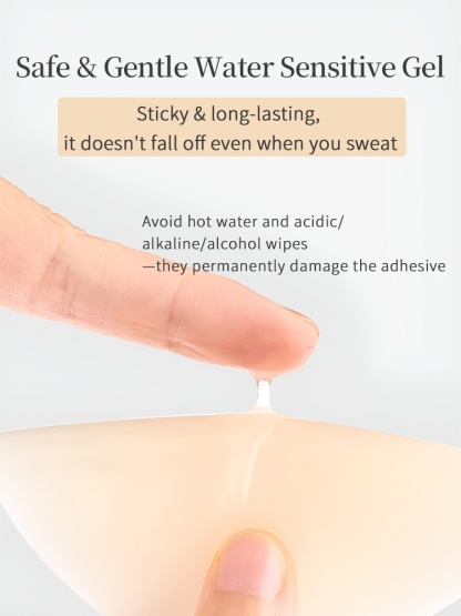 Invisible Nipple Cover Lifts Up Breasts In 1S, Ultra-Thin Edge Sticky Bra For Long-Lasting Sweat & Water Resistant Reusable VEIMIA