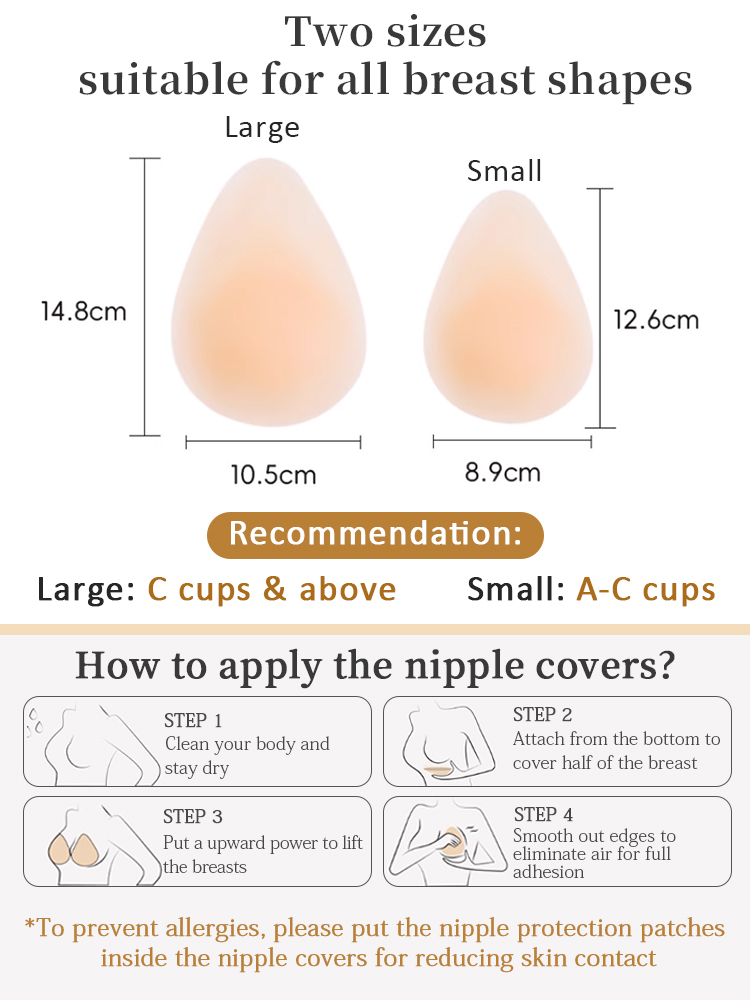 Invisible Nipple Covers Lifts Up Breasts In 1S, Ultra-Thin Edge Sticky Bra For Long-Lasting Sweat & Water Resistant Reusable VEIMIA