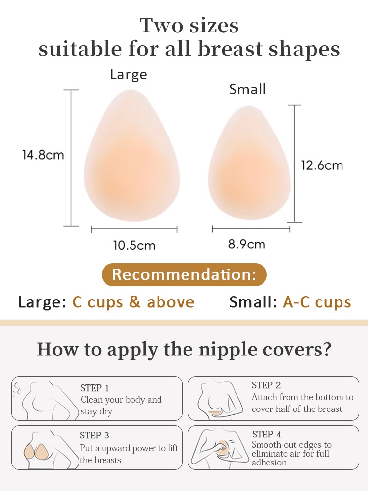 Invisible Nipple Covers Lifts Up Breasts In 1S, Ultra-Thin Edge Sticky Bra For Long-Lasting Sweat & Water Resistant Reusable VEIMIA