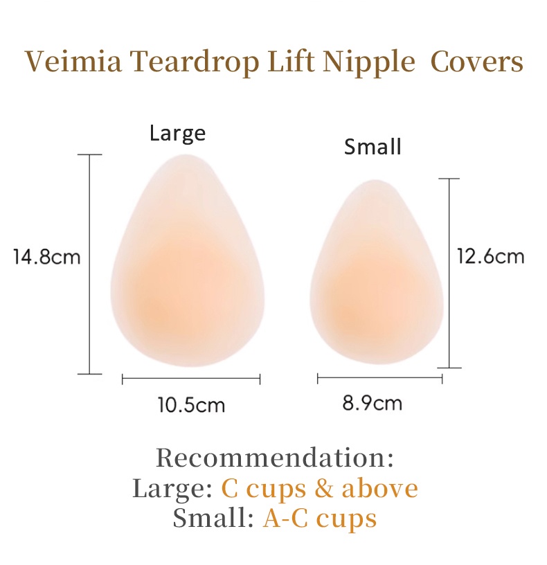 Invisible Nipple Covers Lift Up Breasts In 1S, Ultra-Thin Edge Sticky Bra For Long-Lasting Sweat & Water Resistant Reusable VEIMIA